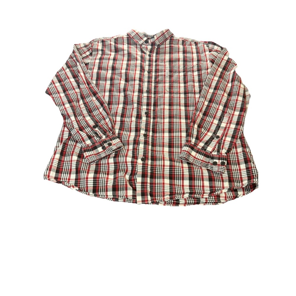 Columbia Plaid Button Down Shirt Mens Large Red Black Casual Outdoor Cotton